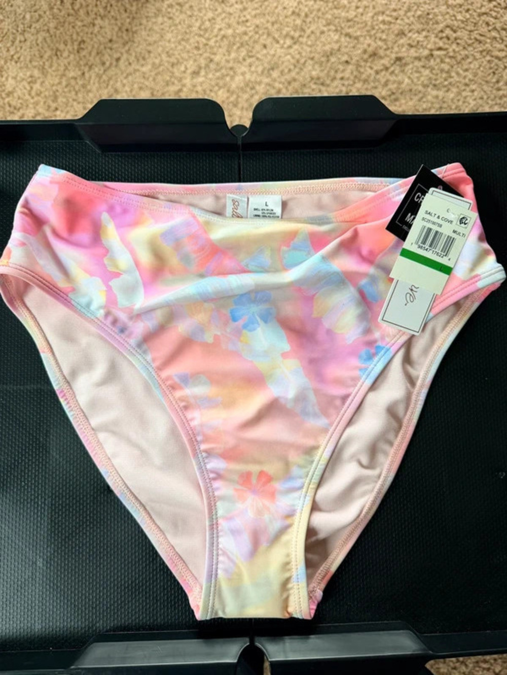 Salt & Cove Floral Bikini Swim Bottom Pink Pastel Multicolor Size L NWT 1166